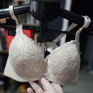 Paris Elegant Beige Lace Bra Sz 36C 3-1018